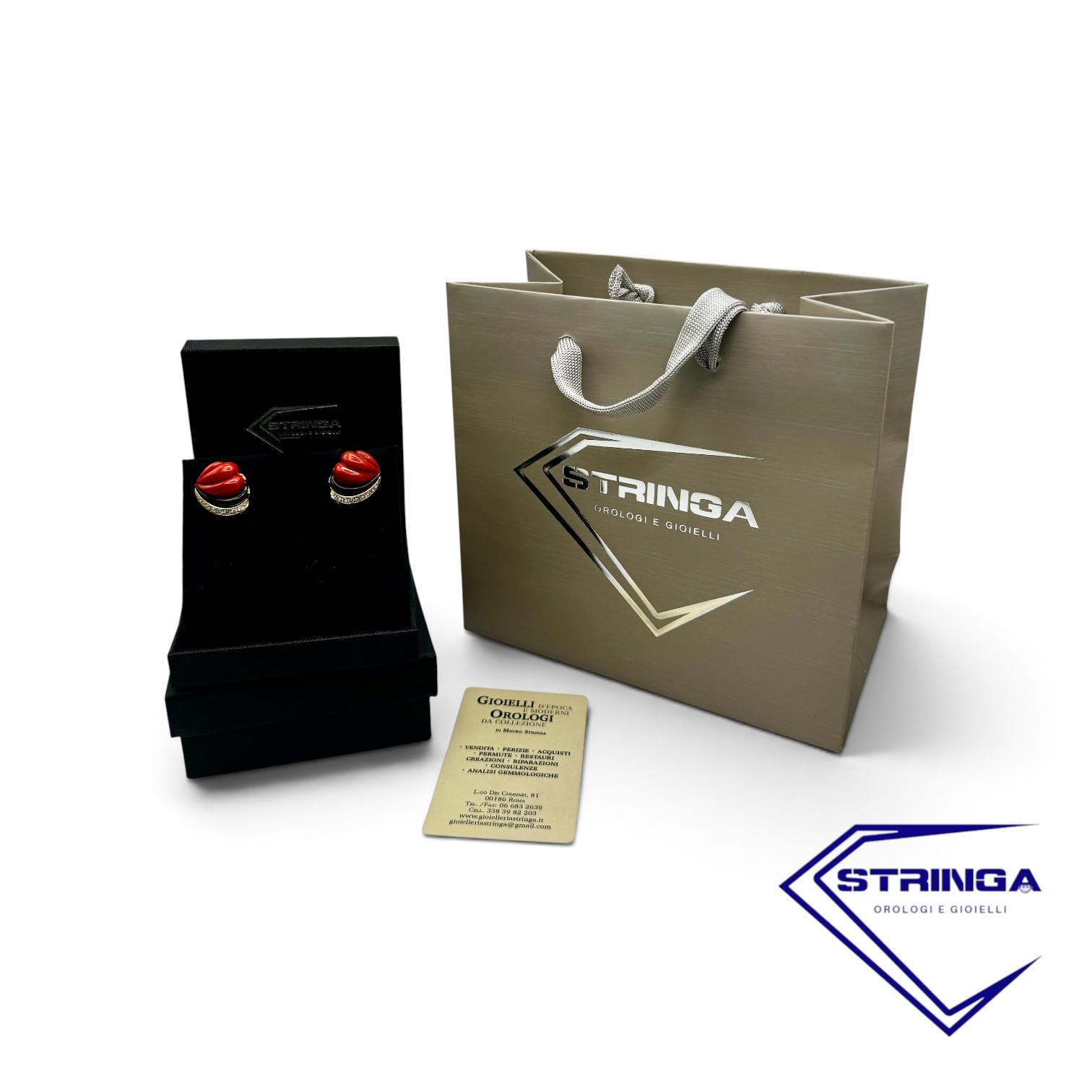 Orecchini vintage corallo onix - immagine 10
